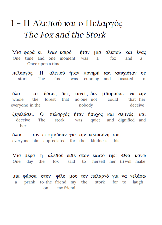 HypLern - Learn Greek with Beginner Stories - Interlinear PDF & MP3