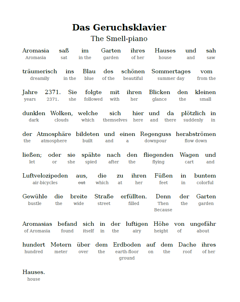 HypLern - Learn German with Science Fiction The Zero Point of Existence - Interlinear PDF, Epub and Mobi