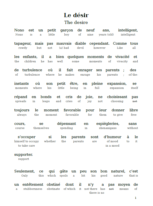 HypLern - Learn French With The Adventures of Nono - Interlinear PDF and Epubs