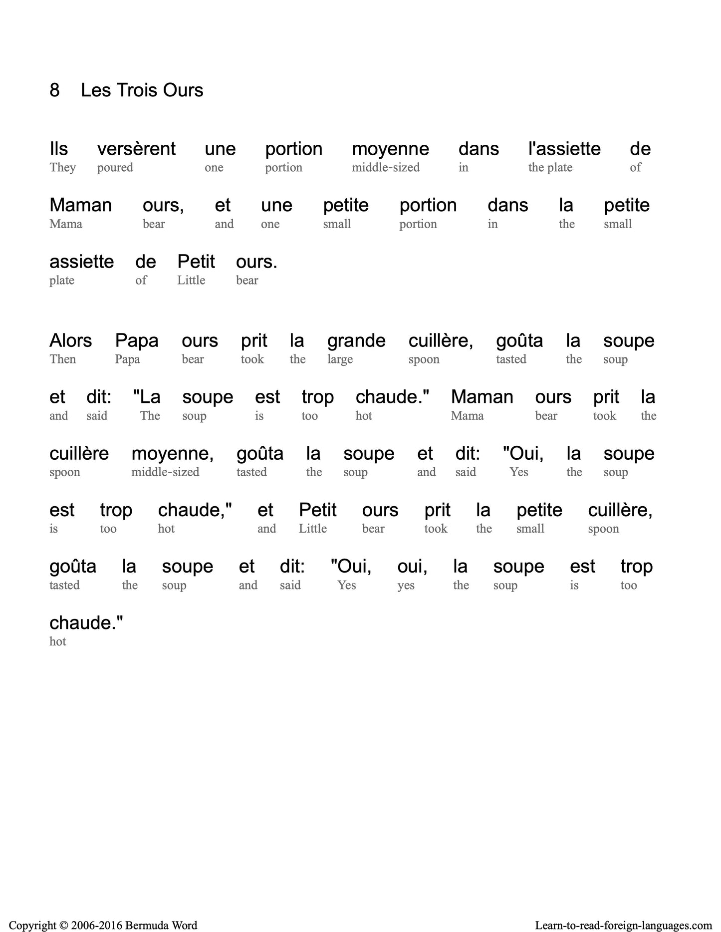 HypLern - Learn French With Fairytales - Interlinear PDF, Epub, Mobi and Audio