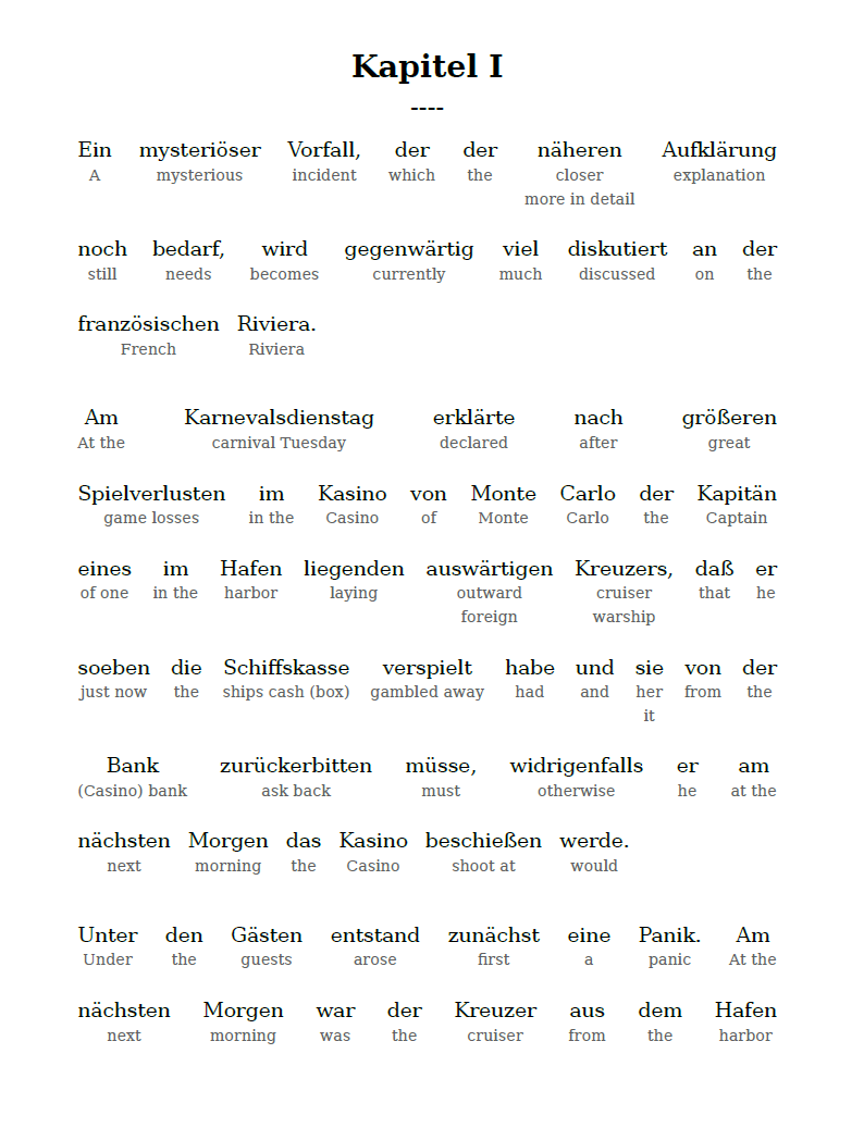 HypLern - Learn German with Adventure Stories: Bomben auf Monte Carlo - Interlinear PDF and Epub