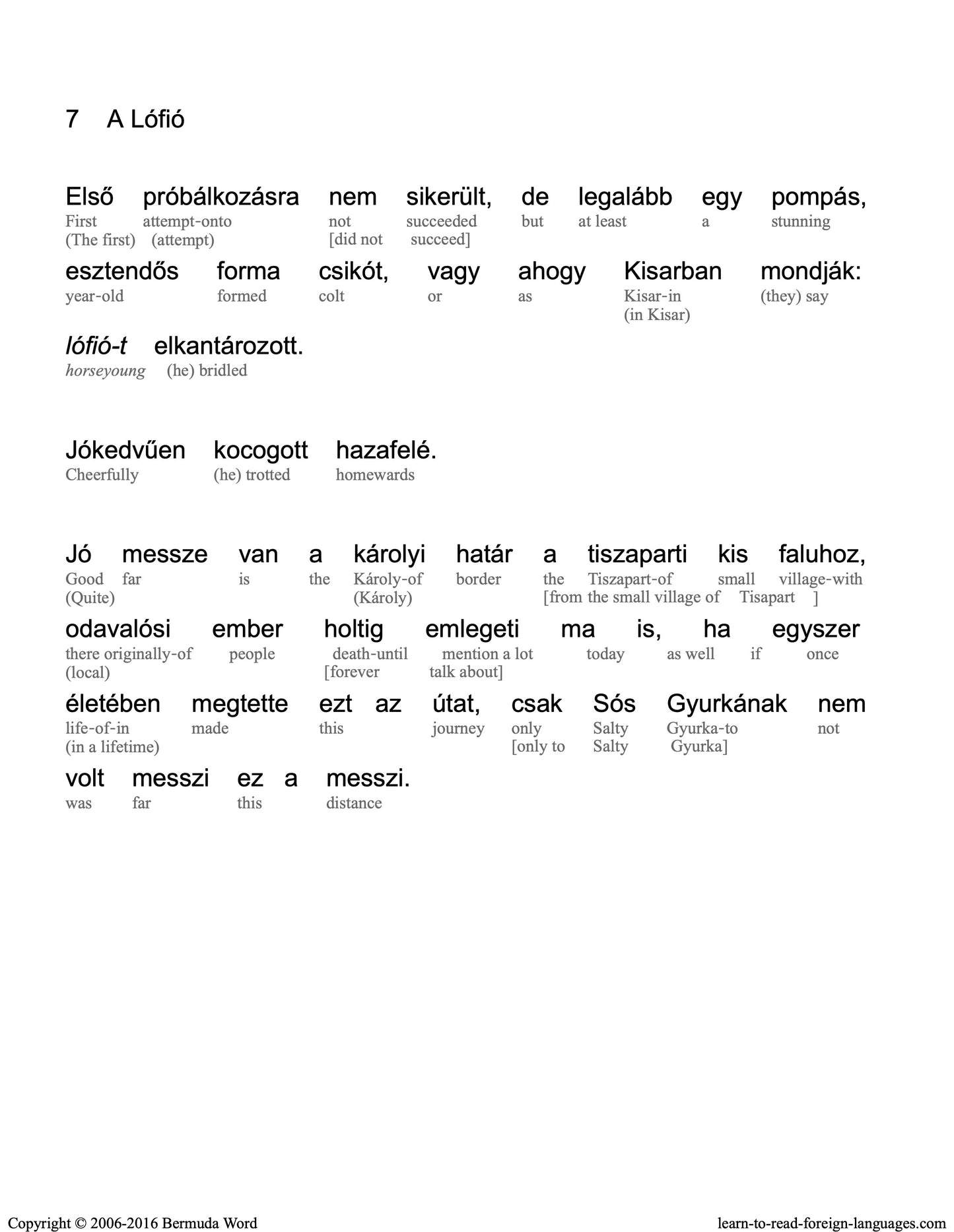 HypLern - Learn Hungarian With Short Stories - Interlinear PDF, Epub, Mobi plus MP3s