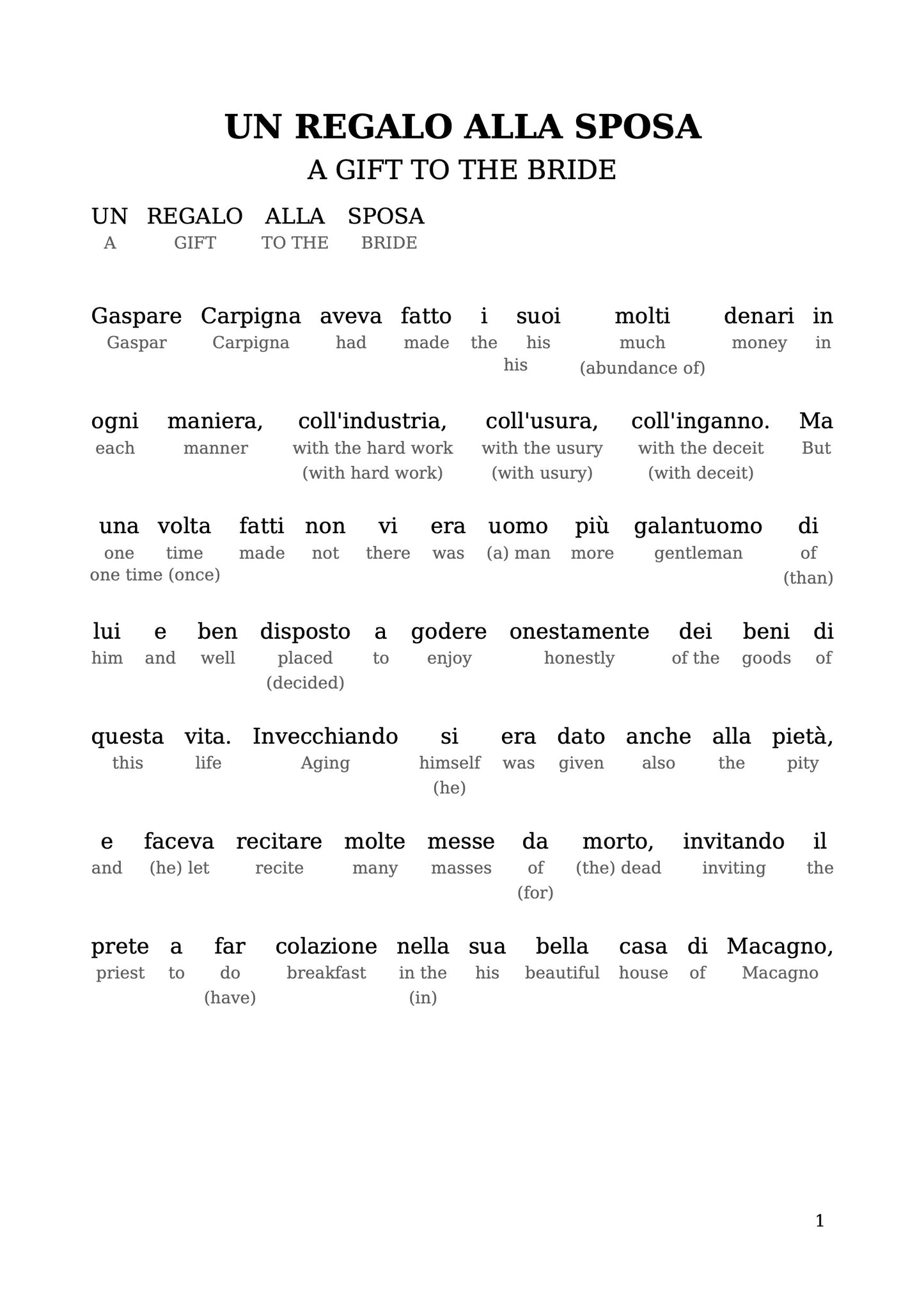 HypLern - Learn Italian with Short Stories - Interlinear PDF, Epub, Mobi and mp3s