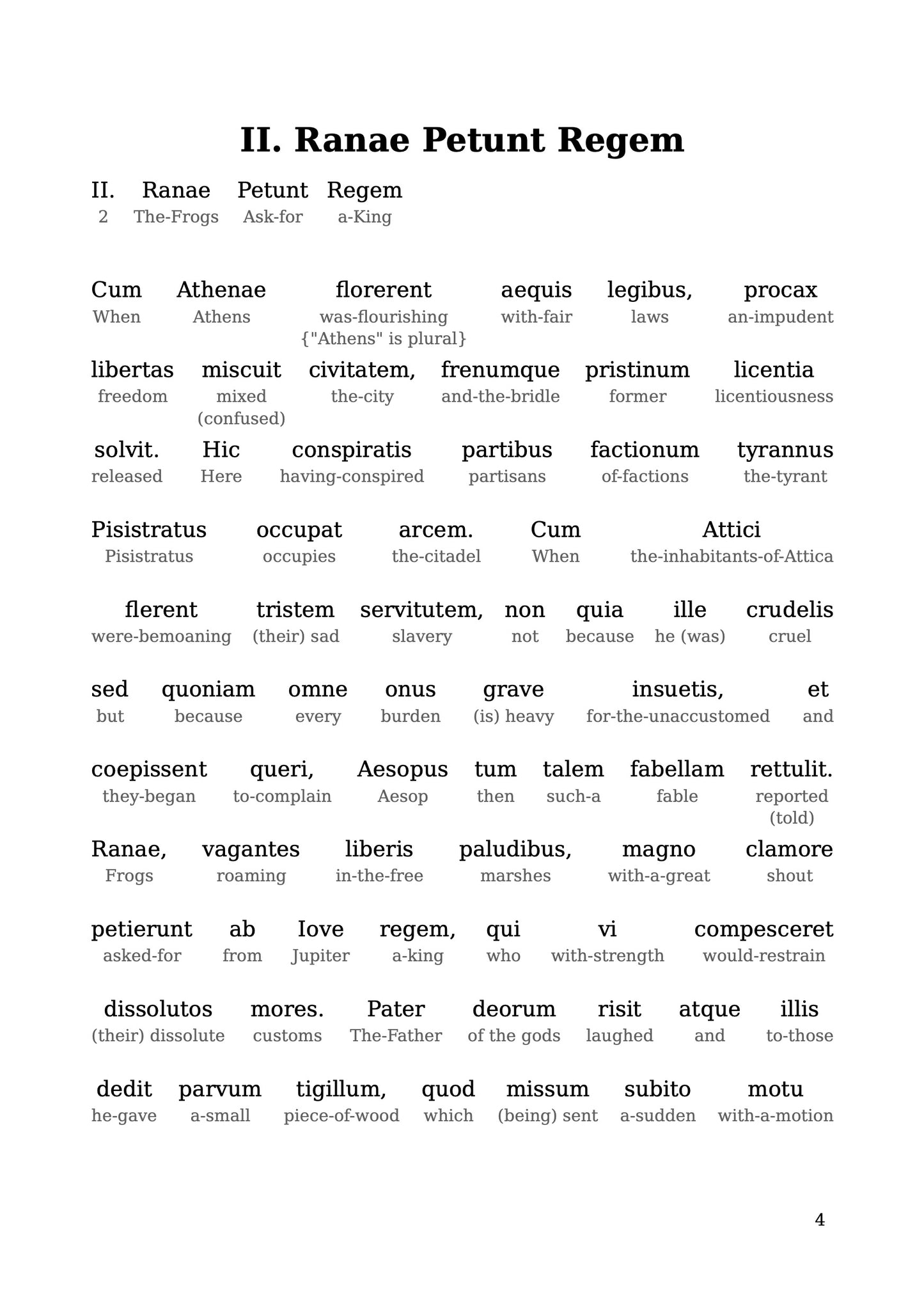 HypLern - Learn Latin With Beginner Stories: Fabularum Aesoparium - Interlinear PDF and Epub