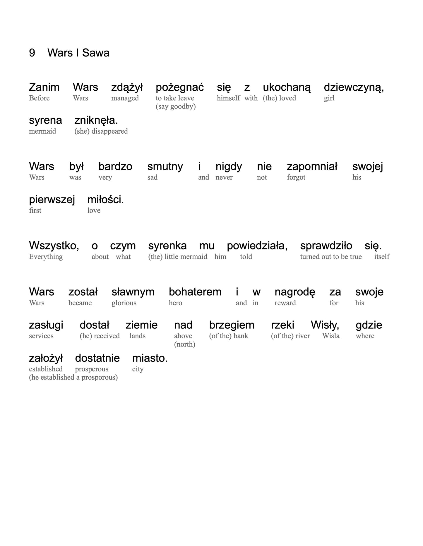 HypLern - Learn Polish with Beginner Stories - Interlinear PDF and separate Audio