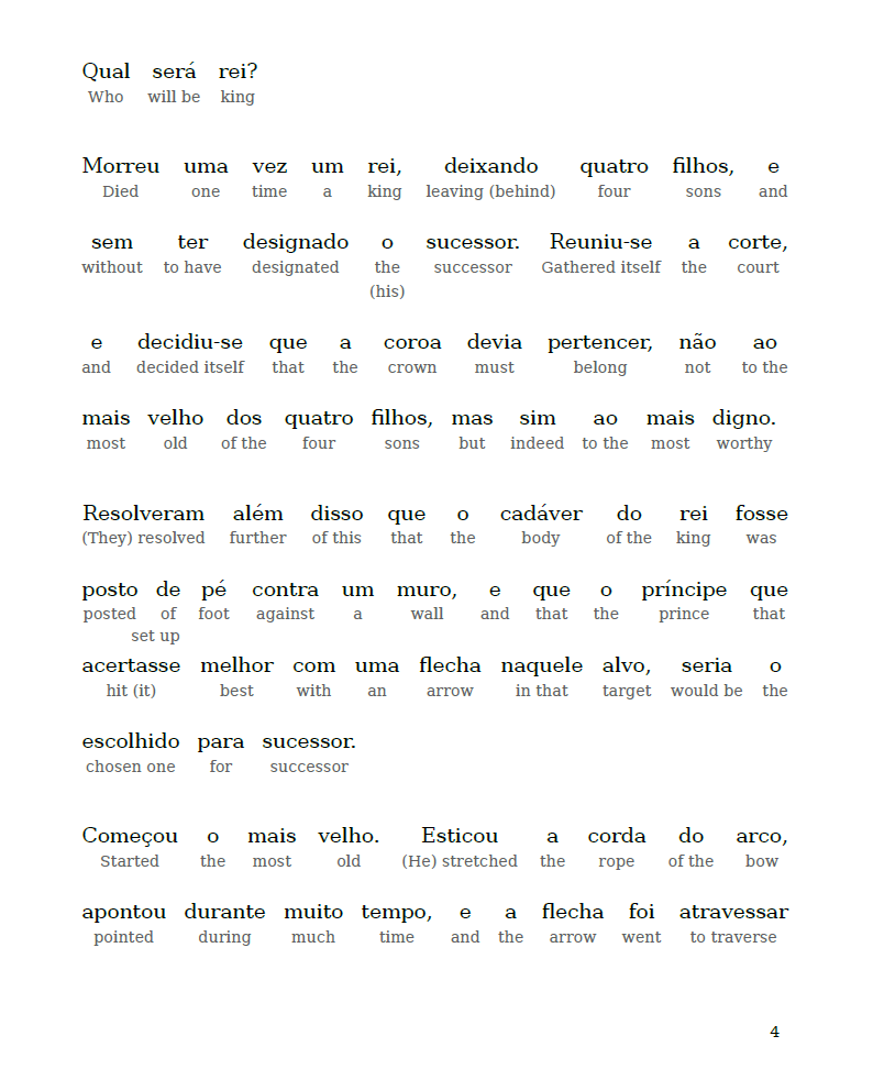 HypLern - Learn Portuguese with Beginner Stories 2 - Interlinear PDF, Epub, Mobi and audio