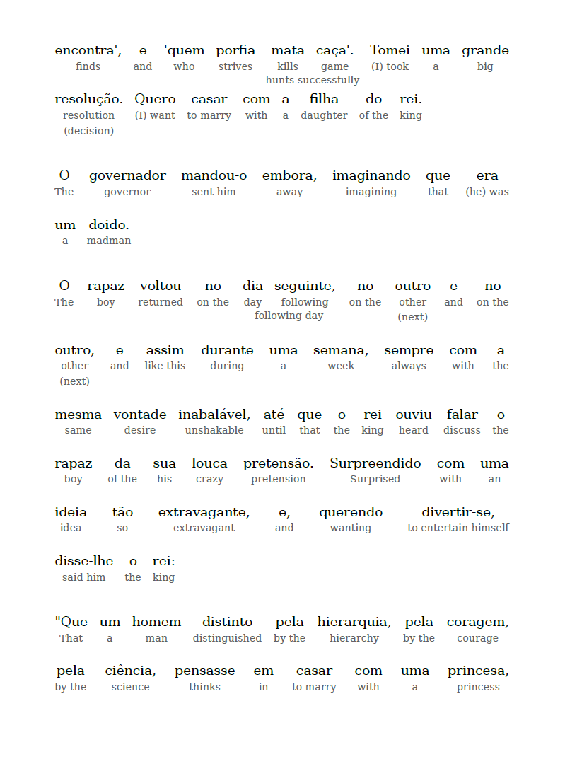 HypLern - Learn Portuguese with Beginner Stories 3 - Interlinear PDF, Epub, Mobi and audio