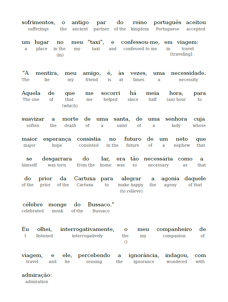 HypLern - Learn Portuguese with Short Stories - Interlinear PDF, Epub, Mobi and Audio