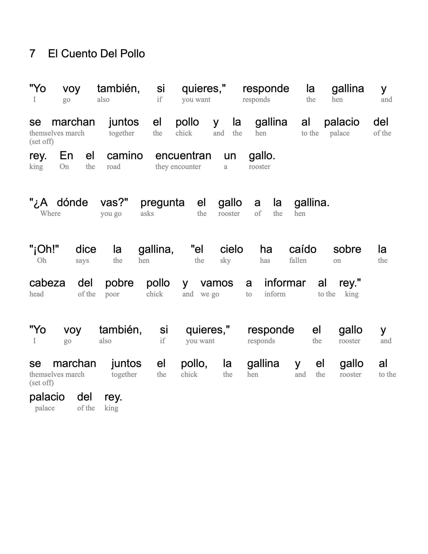 HypLern - Learn Spanish with Beginner Stories - Interlinear PDF, Epubs and mp3s