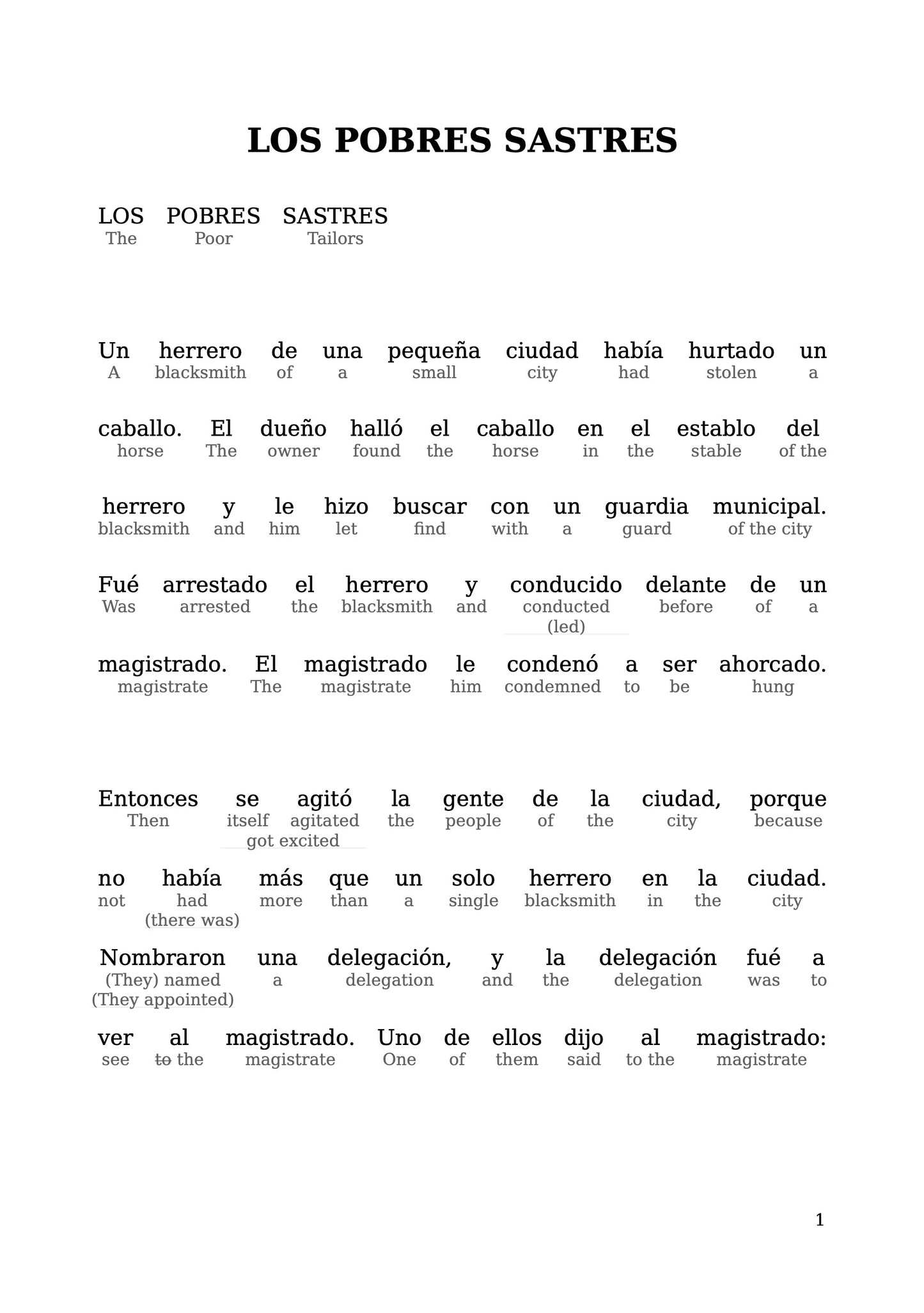HypLern - Learn Spanish with Starter Stories - Interlinear PDF, Epubs and mp3s