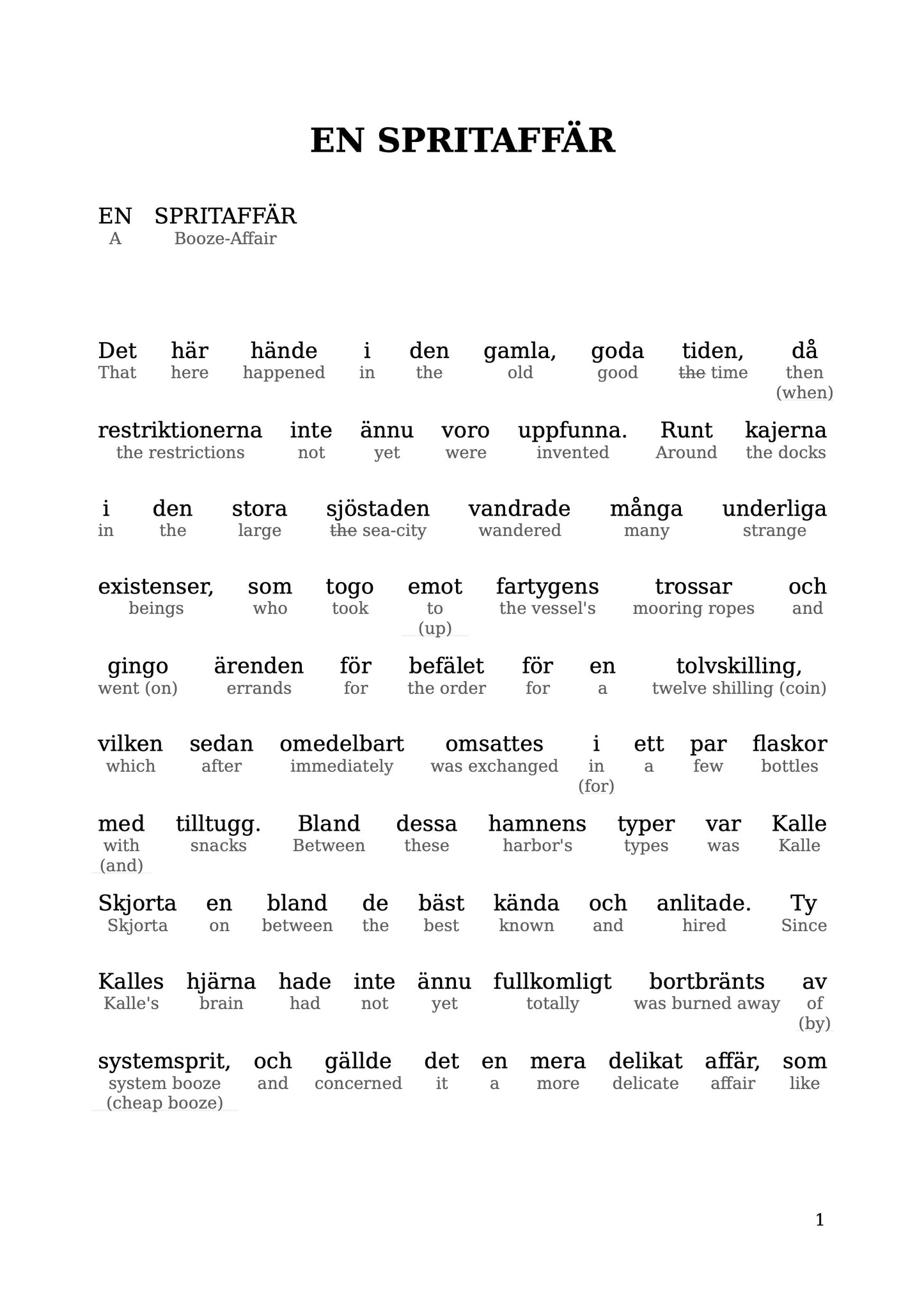 HypLern - Learn Swedish With A Case of Booze and Other Stories - Interlinear PDF, Epub, Mobi and audio