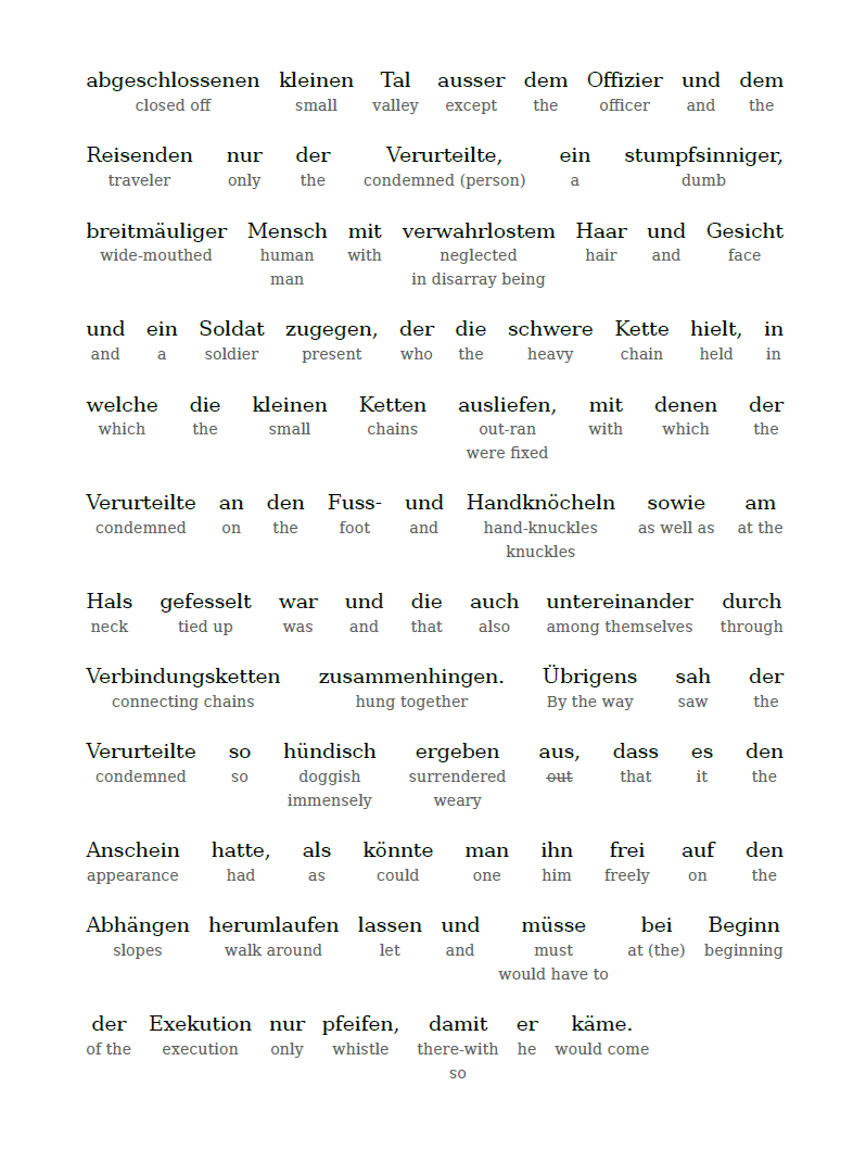 HypLern - Learn German with Kafka's The Penal Colony - Interlinear PDF, Epub and audio