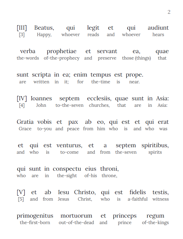 HypLern Learn Latin with the Apocalypse of John - Example interlinear text