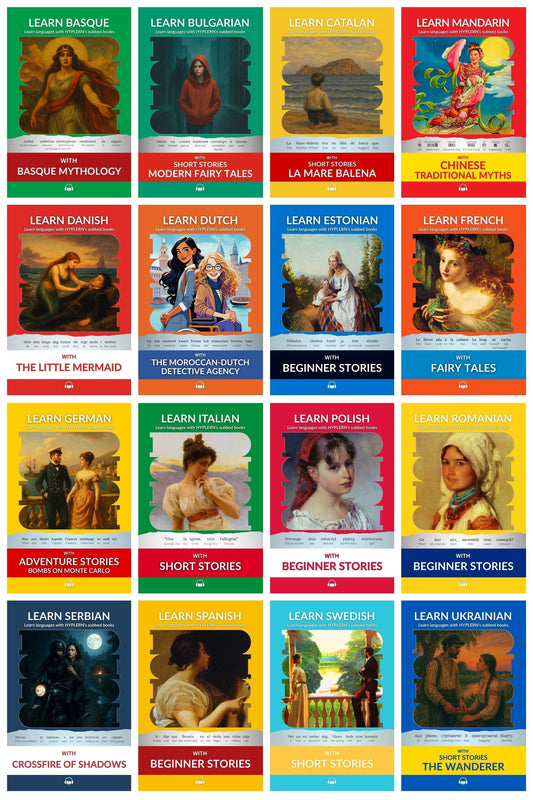 HypLern Learn Languages with Interlinear Books - Collage of a Sample of our New Covers