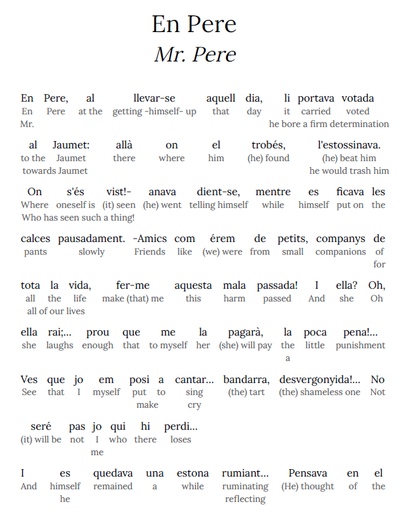 HypLern - Learn Catalan With Short Stories - En Pere - Interlinear books in PDF, Epub, and Mp3 format