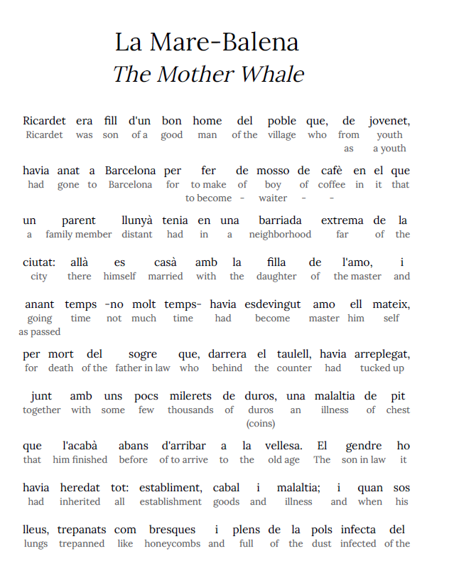 HypLern - Learn Catalan With Short Stories - La Mare Balena - Interlinear books in PDF, Epub, and Mp3 format
