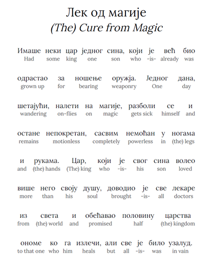 HypLern - Learn Serbian with Starter Stories - Interlinear PDF and Epub