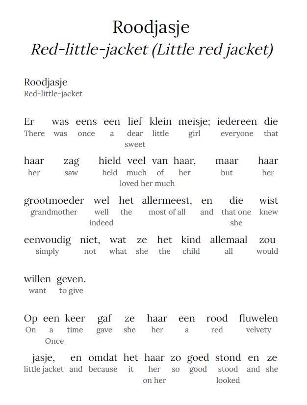 HypLern - Learn Dutch With Woke Fairytales - Interlinear PDF, Epub and Mp3s